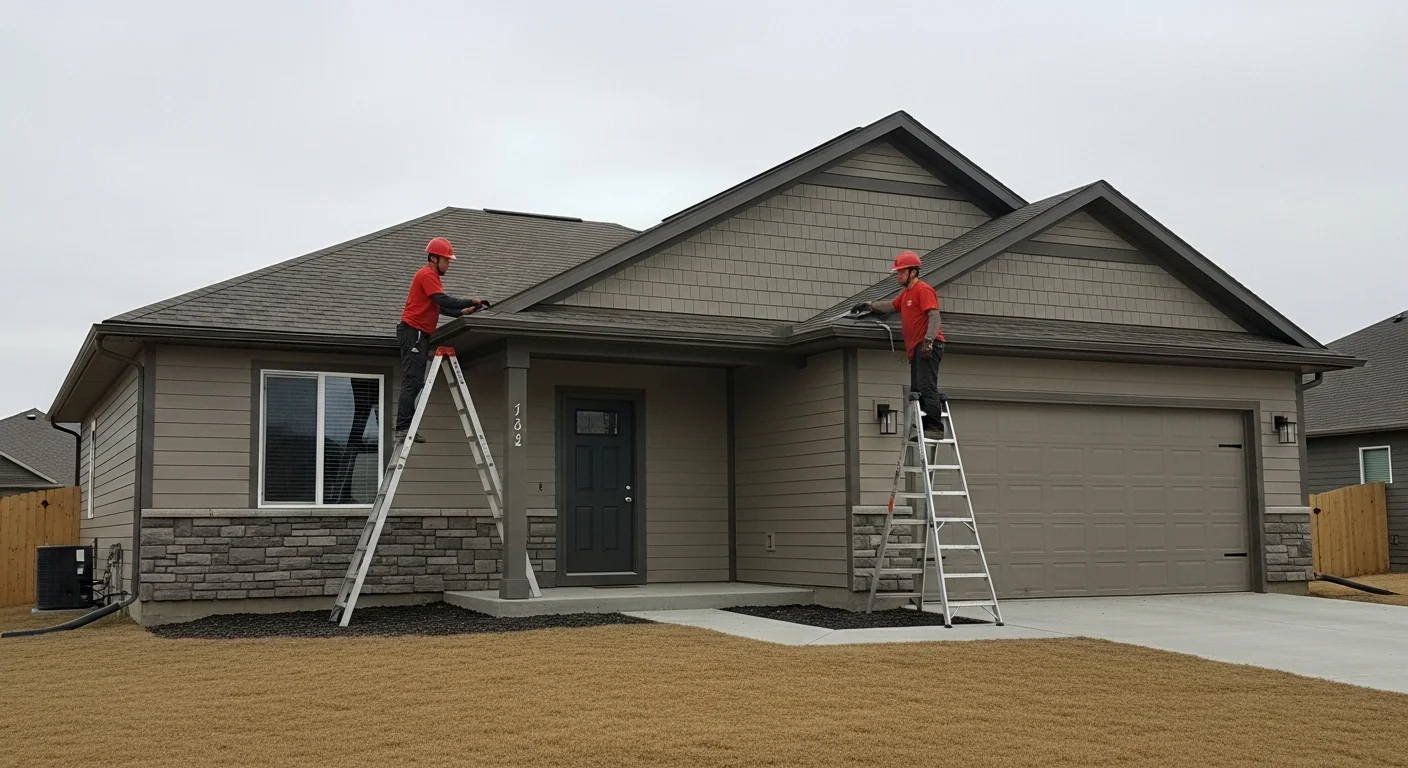 New vinyl siding installed on residential home exterior