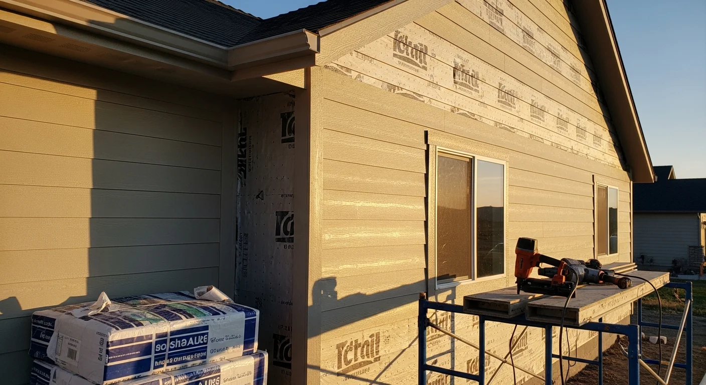 Freshly installed lap siding on a single-story Boise home with clean corner trim and a new moisture barrier visible at the eave line. The exterior shows no gaps or warping, with a consistent panel alignment suited to Idaho's four-season climate.